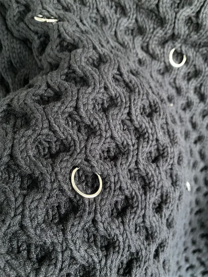 Raf Simons Black Wool Piercing Honey Stitch Sweater