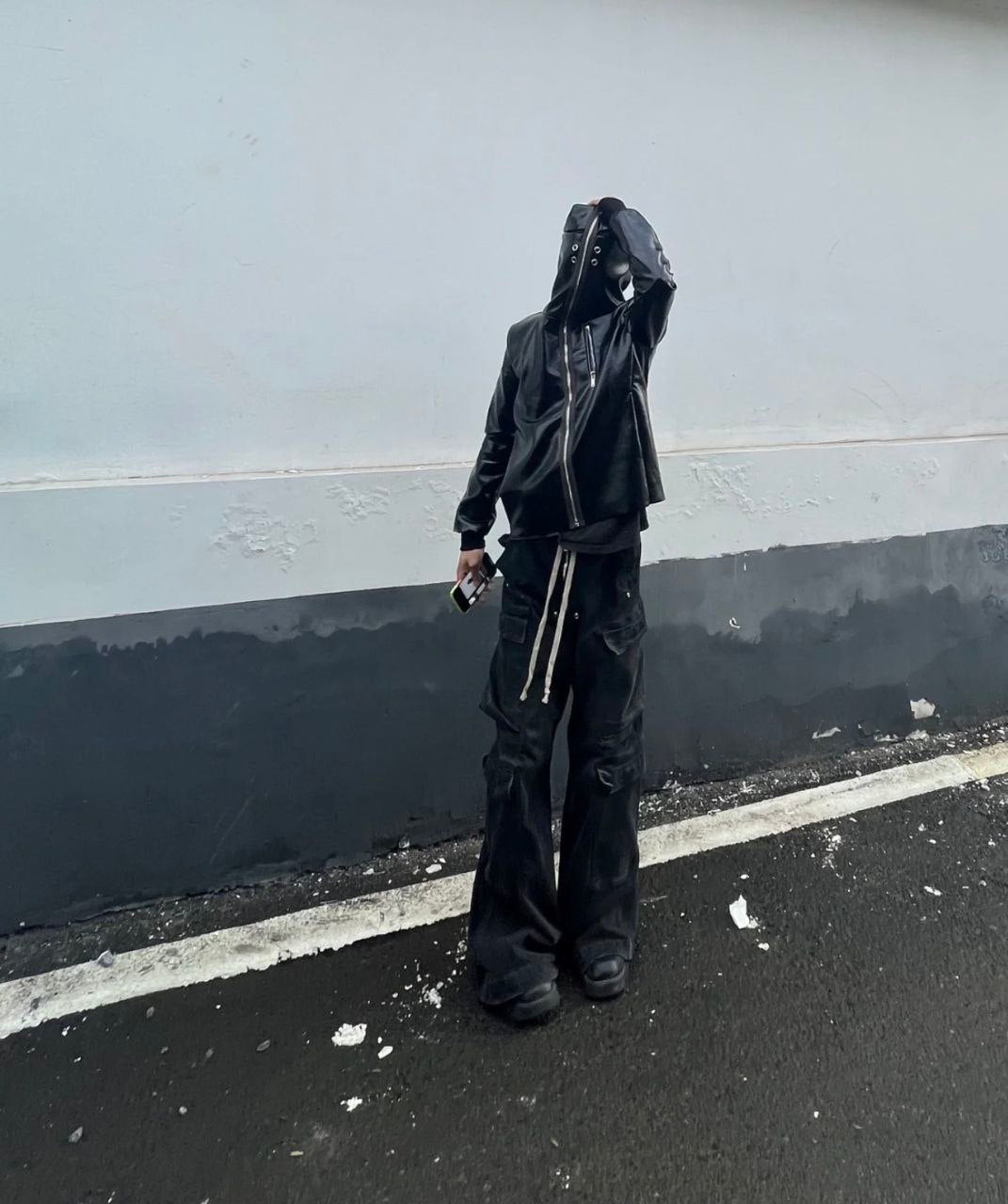 Rick Owens AW22 Gimp Leather Hooded Jacket