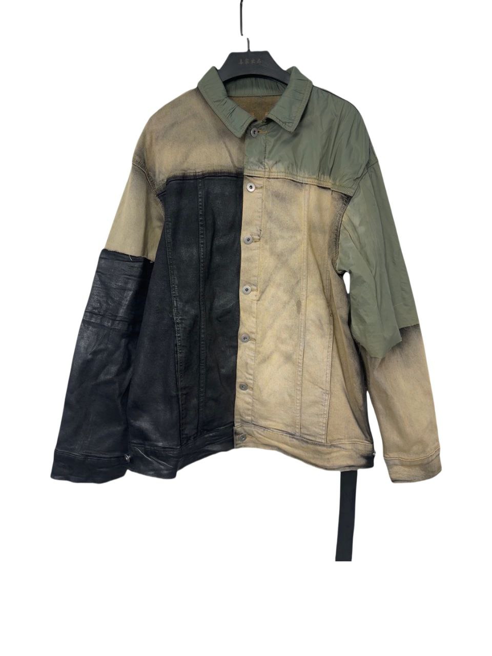 Rick Owens Distressed Waxed Spliced Denim Coat