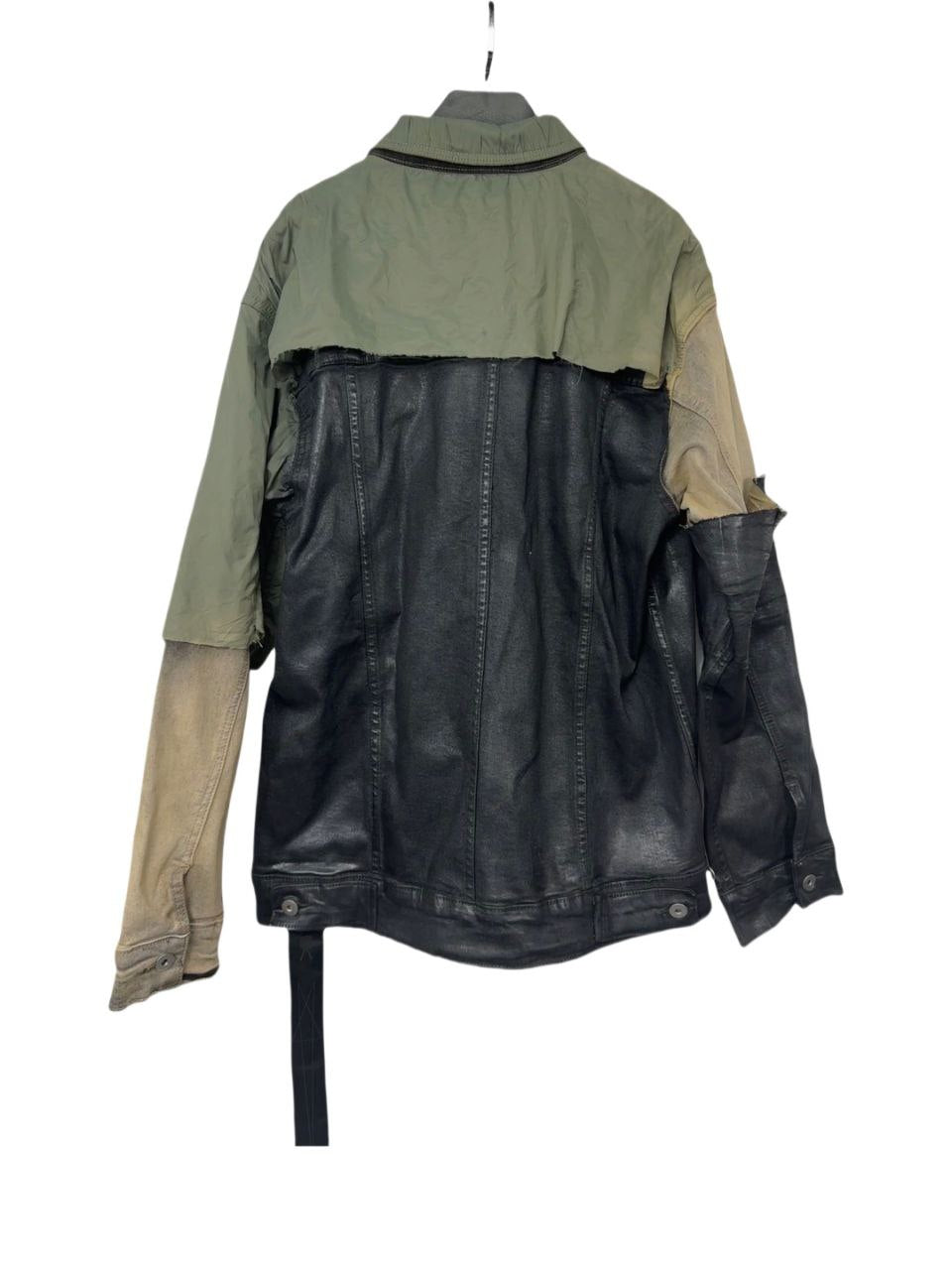 Rick Owens Distressed Waxed Spliced Denim Coat