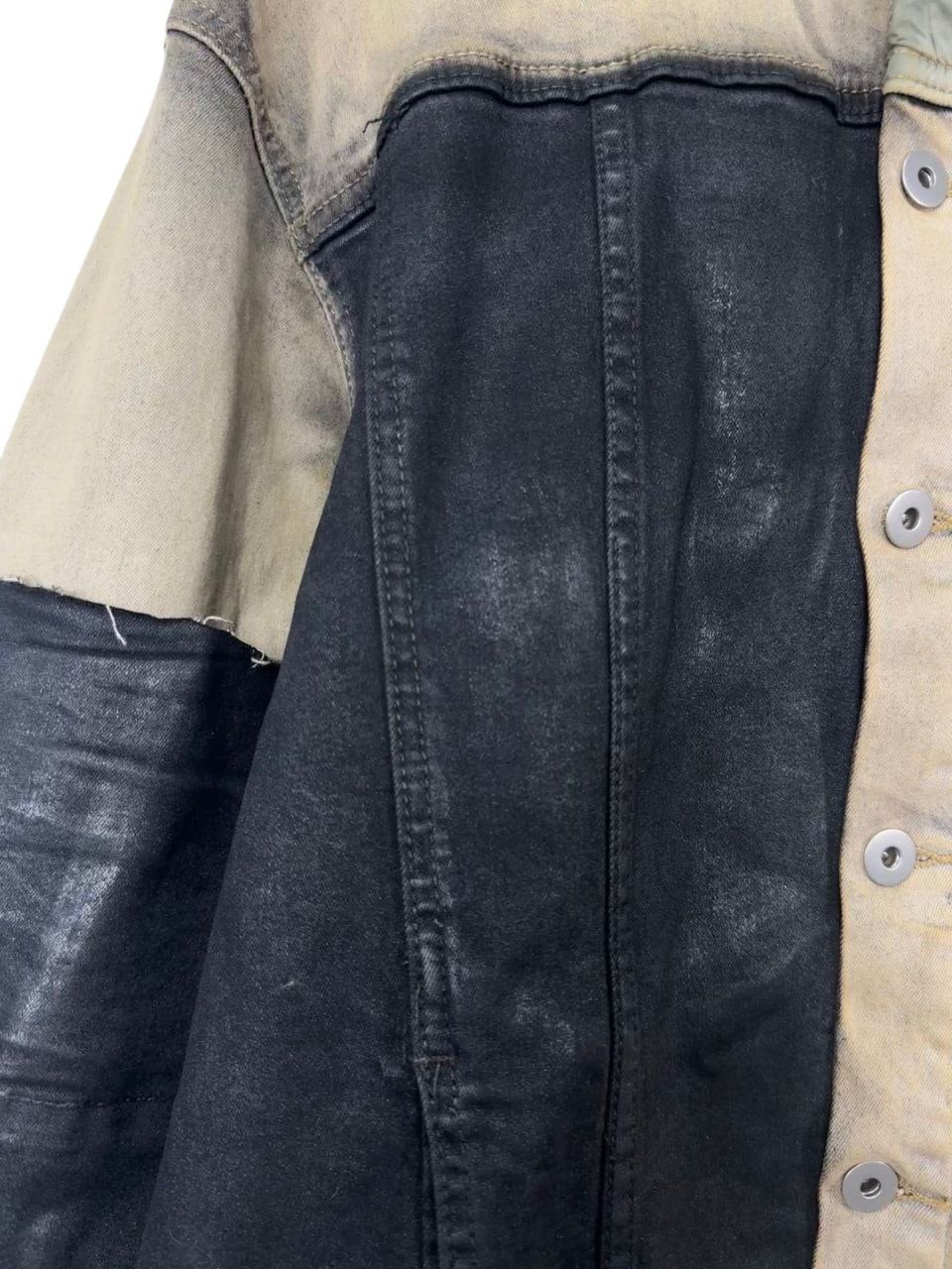Rick Owens Distressed Waxed Spliced Denim Coat