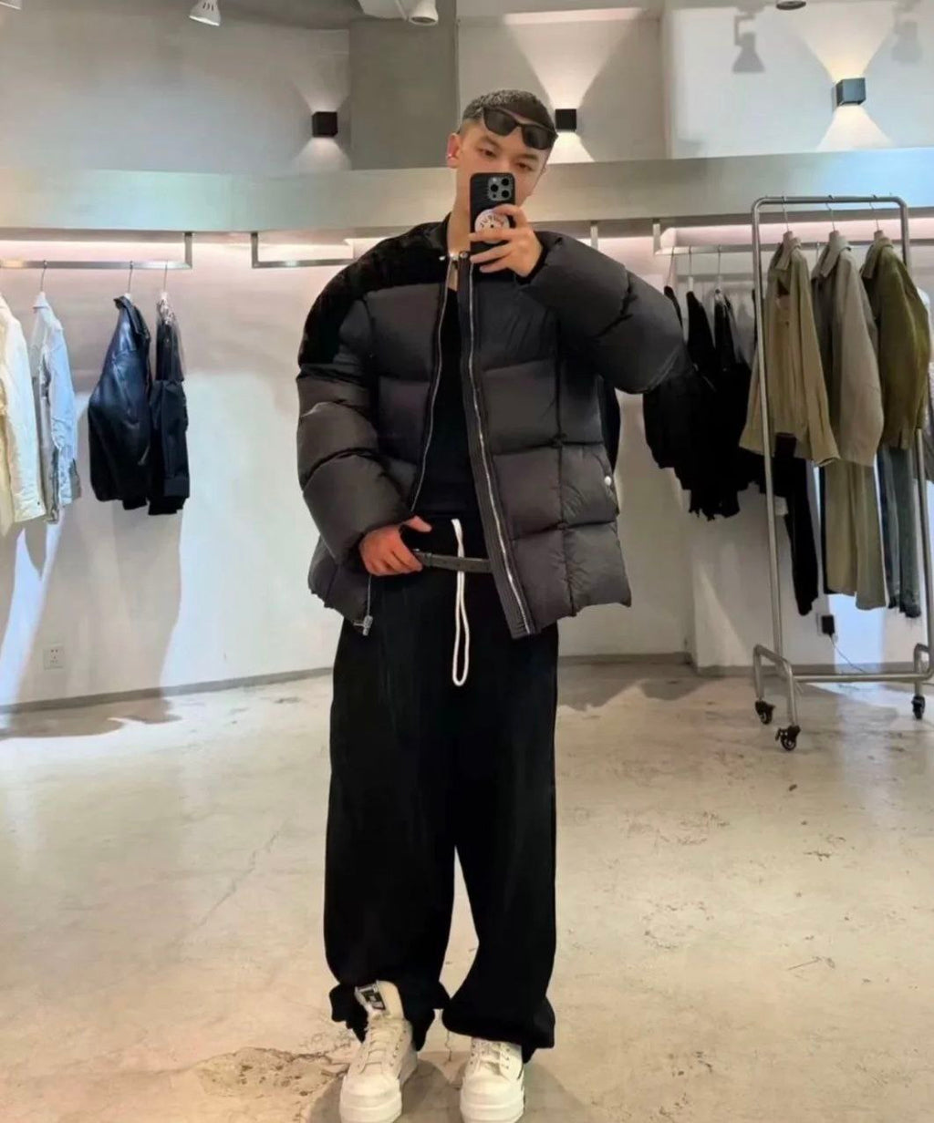Rick Owens Black Porterville Flight Shearling Down Jacket