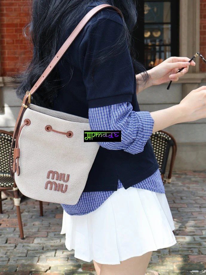 Miu Miu Canvas Leather Bucket Bag