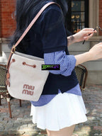 Miu Miu Canvas Leather Bucket Bag