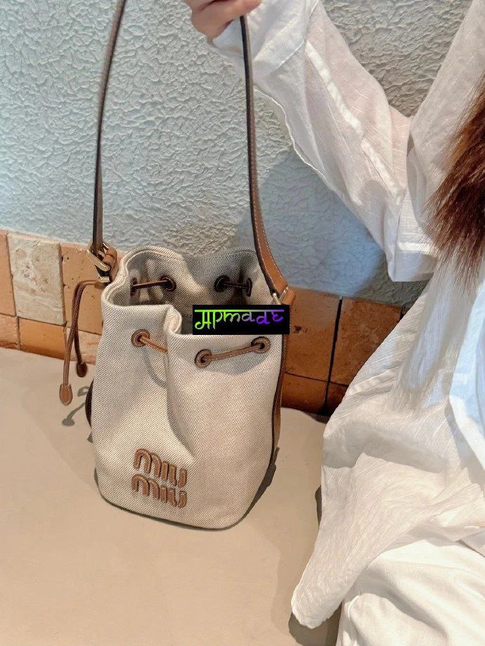 Miu Miu Canvas Leather Bucket Bag