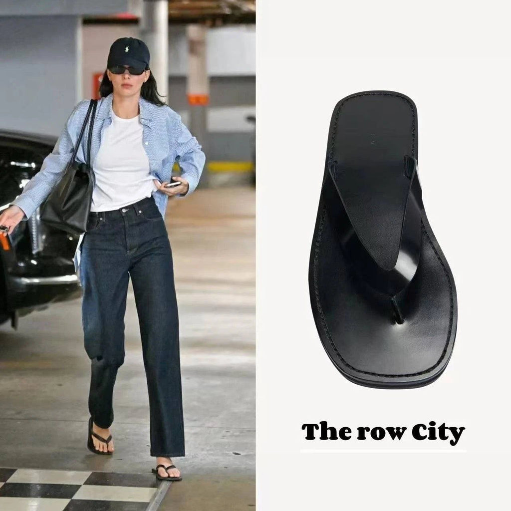 The Row City Leather Flip Flop