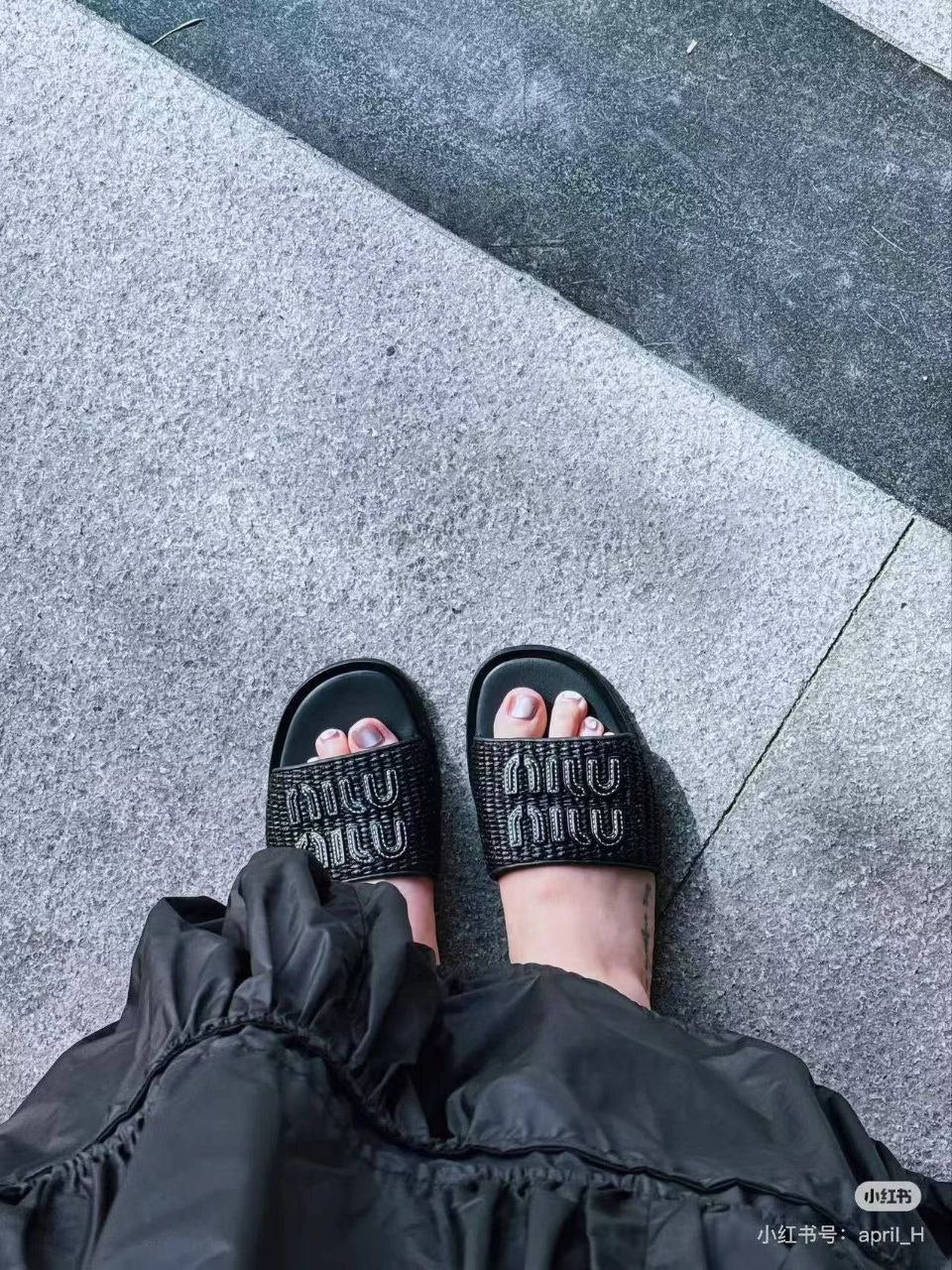 Miu Miu Raffia Slides