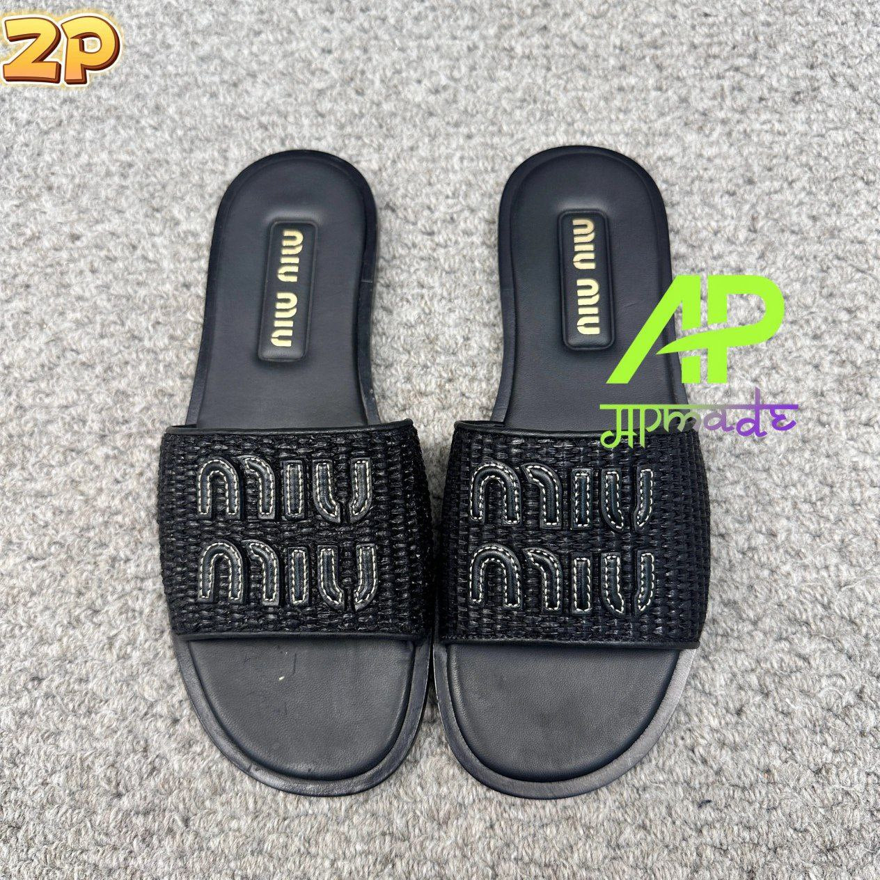 Miu Miu Raffia Slides