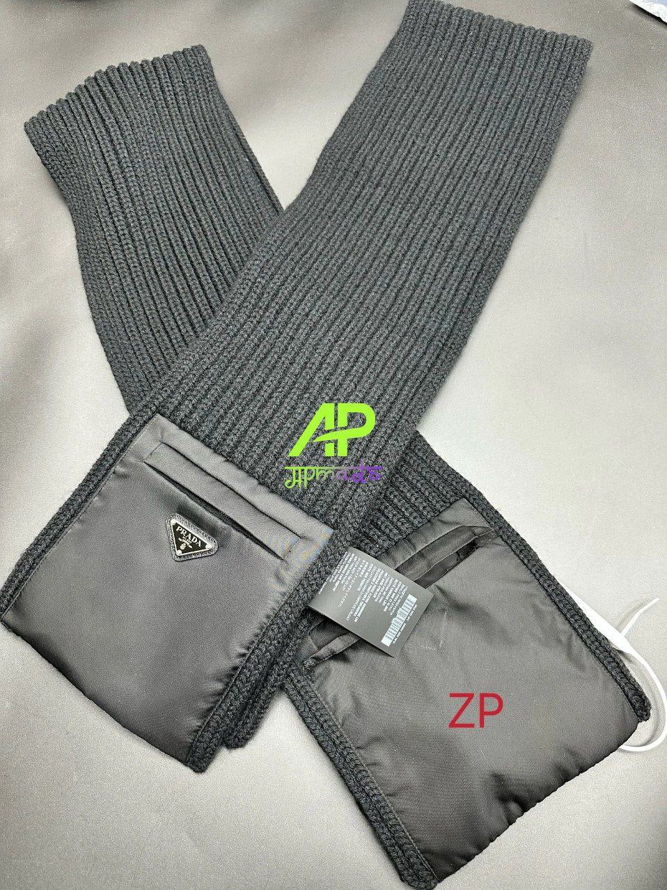 Prada Ribbed Wool Scarf with Nylon Pocket