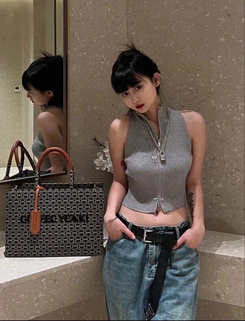 Prada Triangle Logo Knotted Leather Belt