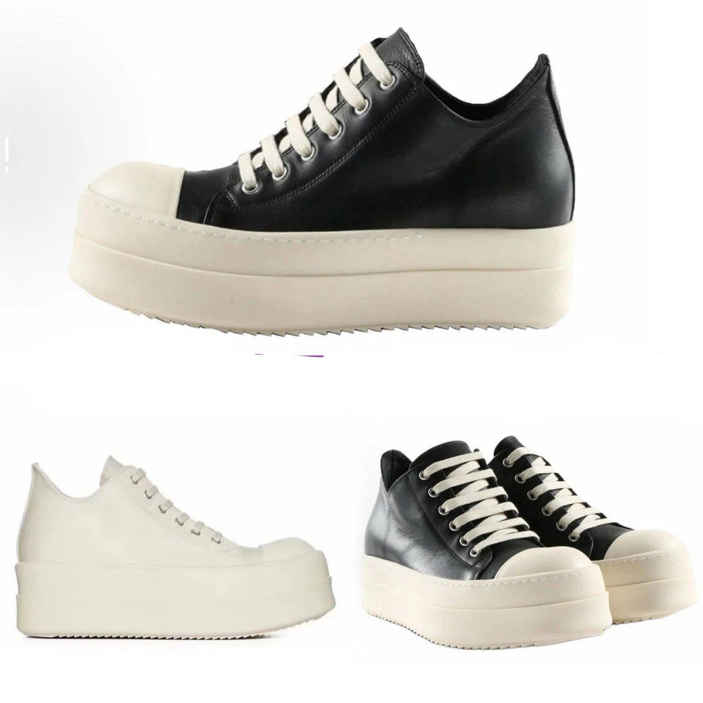 Rick Owens Leather Mega Bumper Low-Top Sneakers