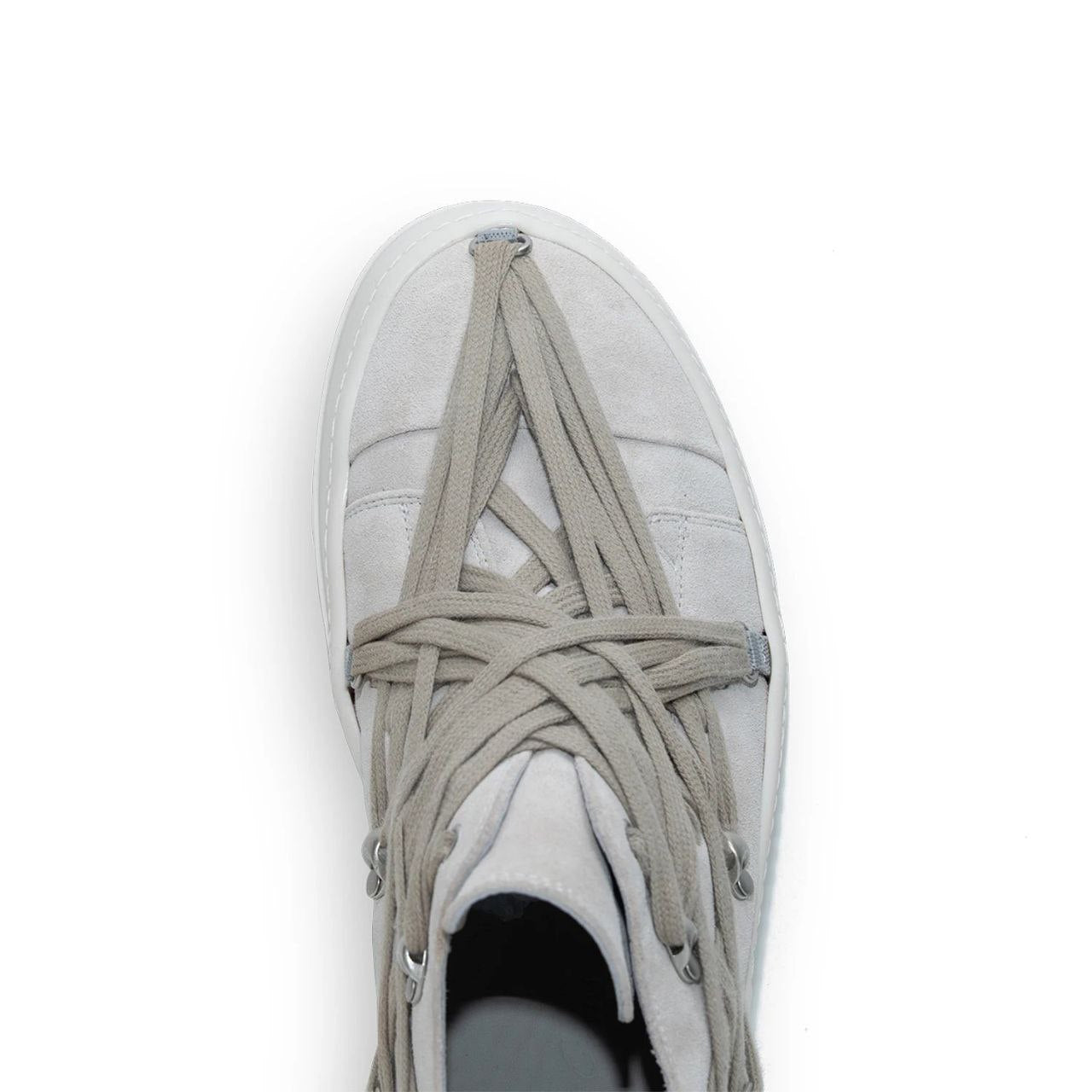 Rick Owens Gray Hollywood Megalace Low Top Sneakers