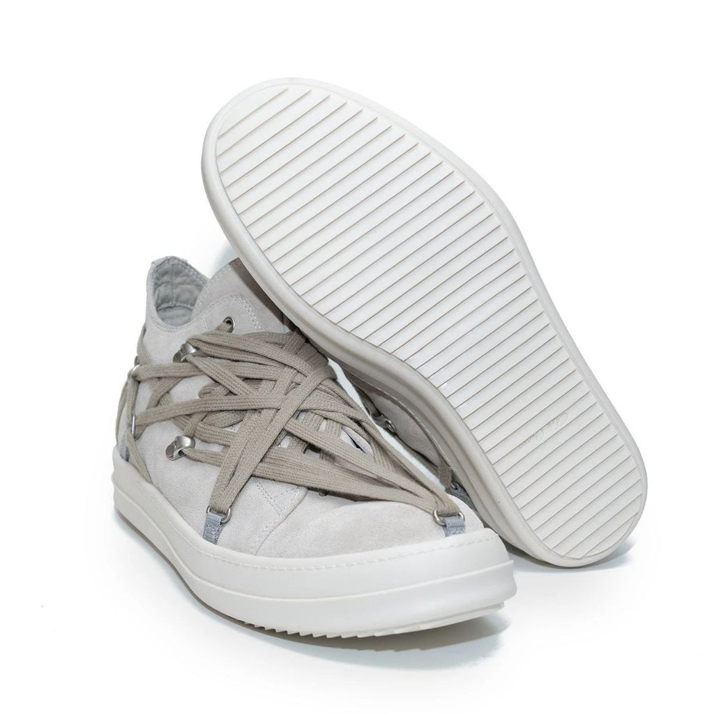 Rick Owens Gray Hollywood Megalace Low Top Sneakers