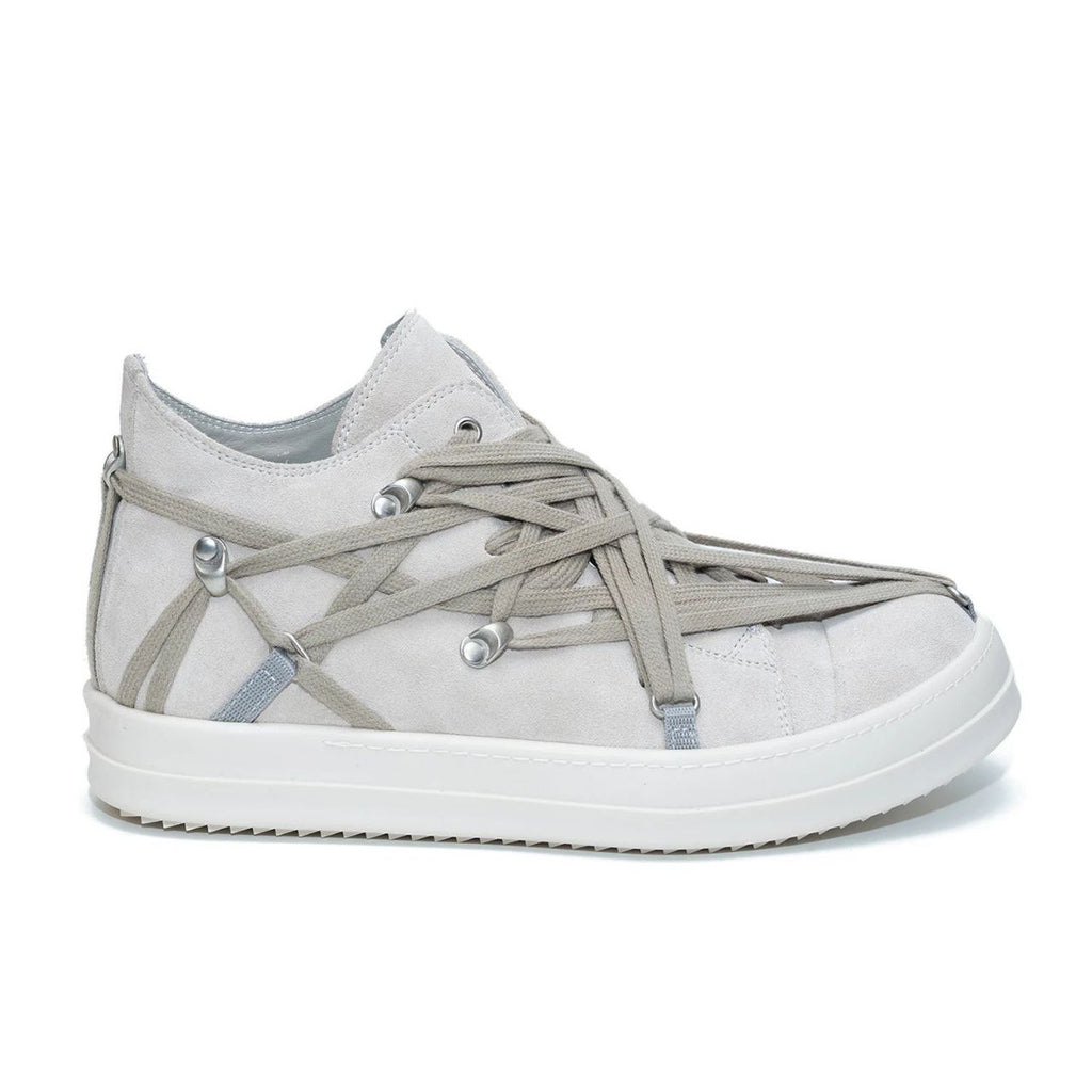 Rick Owens Gray Hollywood Megalace Low Top Sneakers