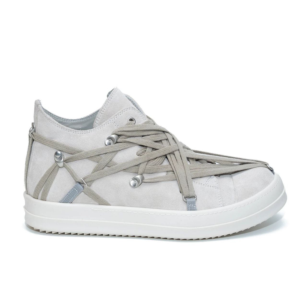 Rick Owens Gray Hollywood Megalace Low Top Sneakers