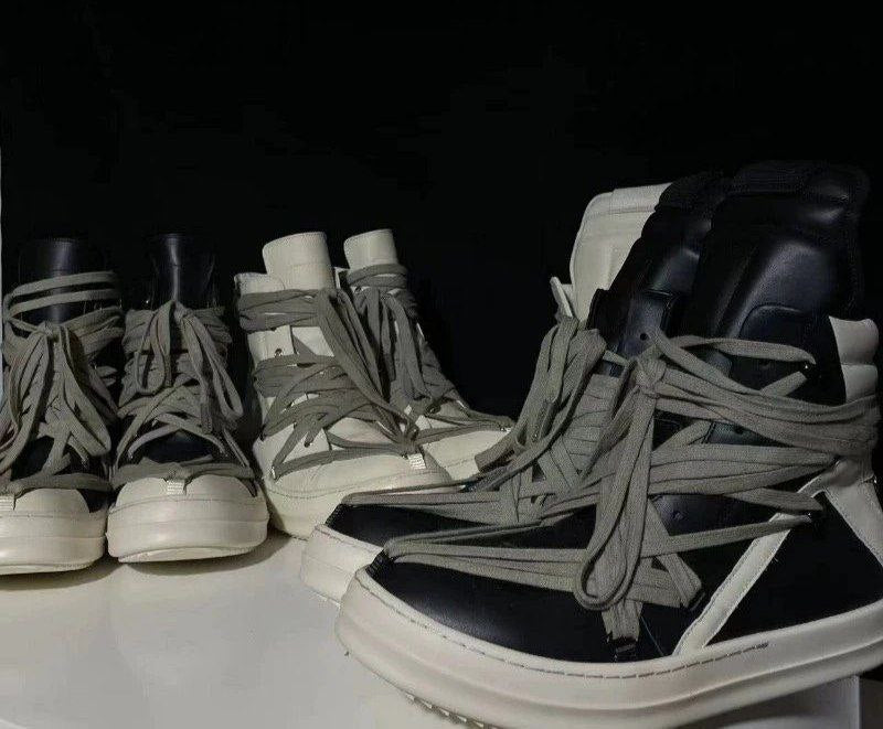 Rick Owens Geobasket Megalace High Top Sneakers