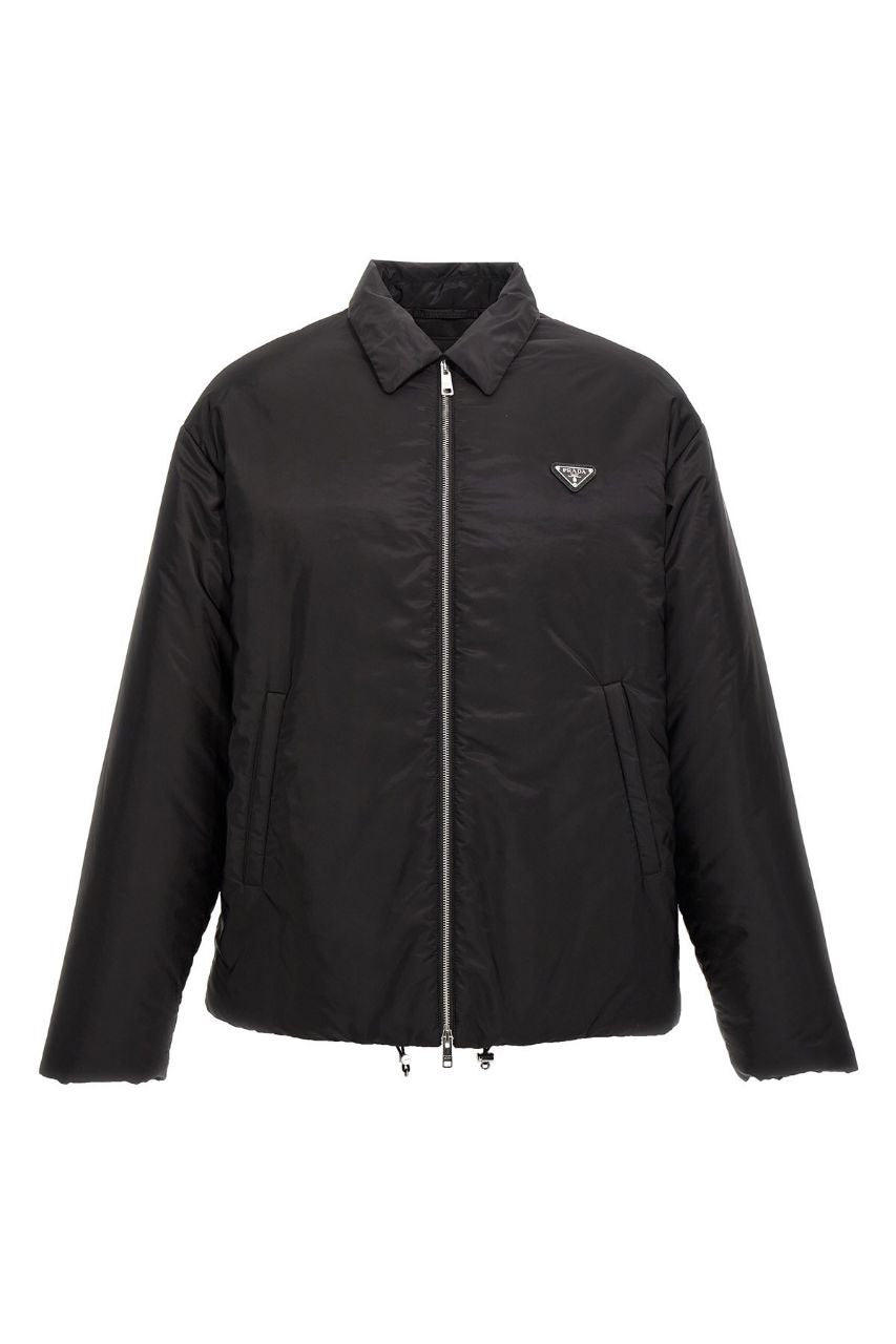 Prada Re-Nylon Logo Down Zip-Up Jacket