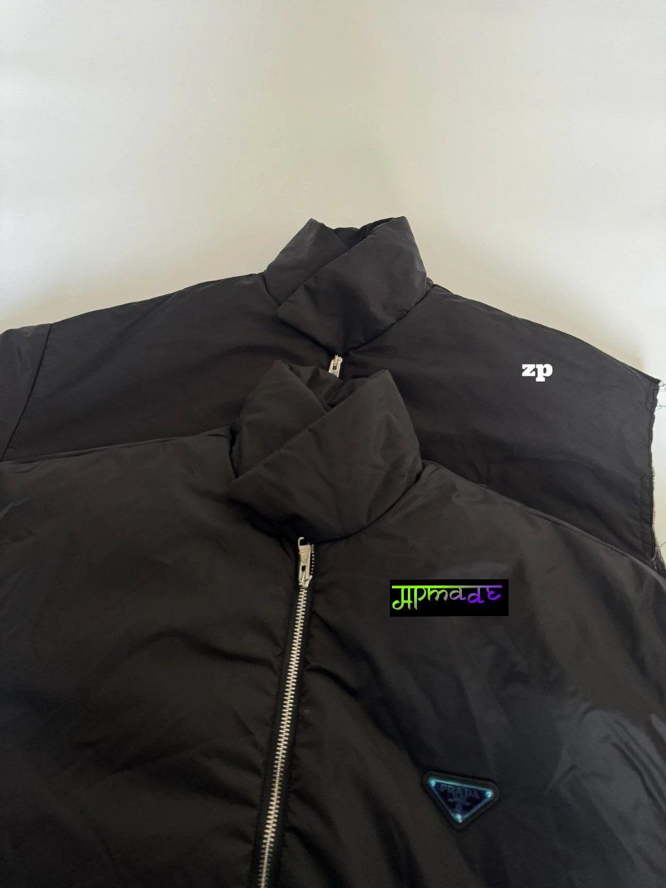 Prada Re-Nylon Logo Down Zip-Up Jacket