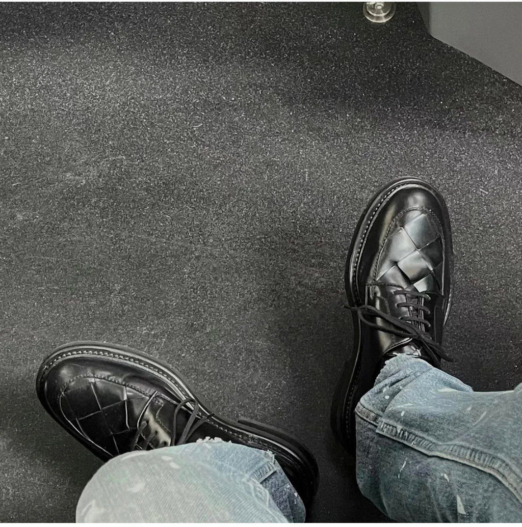 Bottega Veneta Intrecciato Woven Leather Derby Shoes