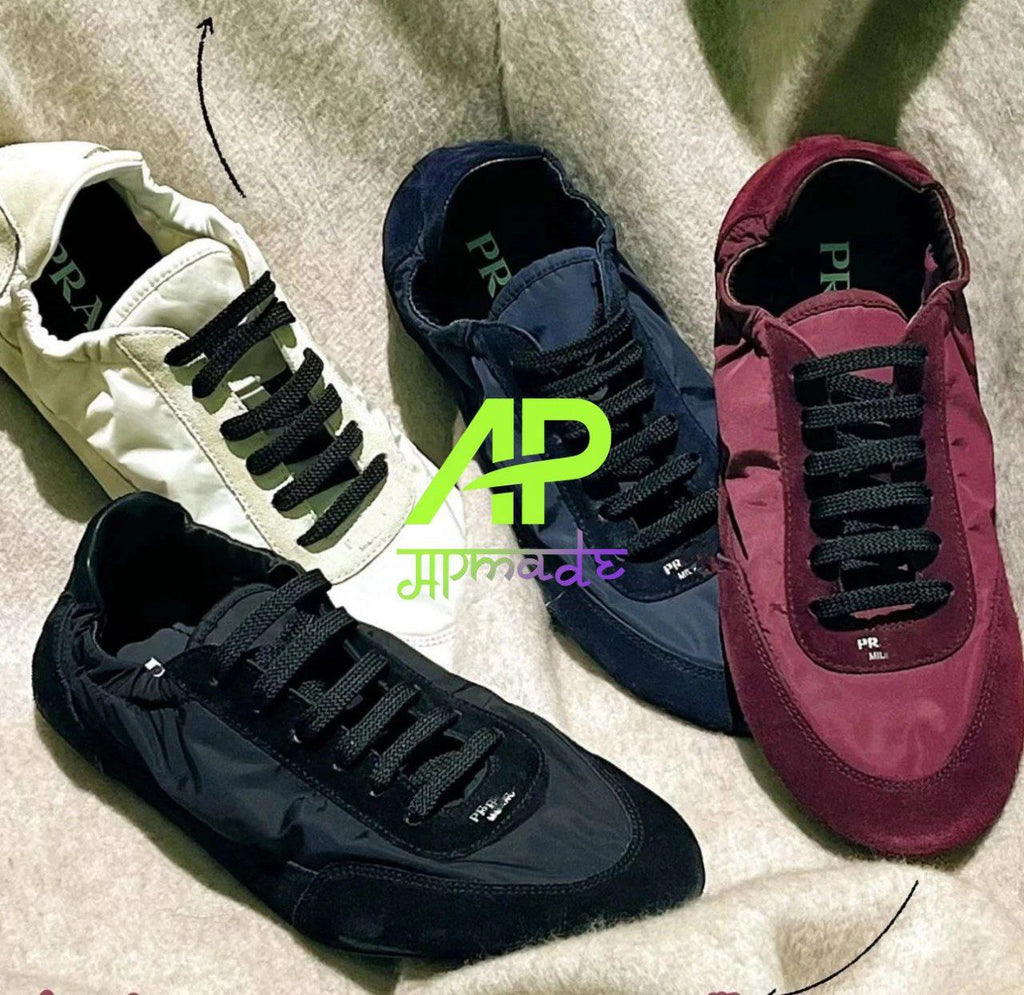 Prada Collapse Re-Nylon × Suede Sneakers
