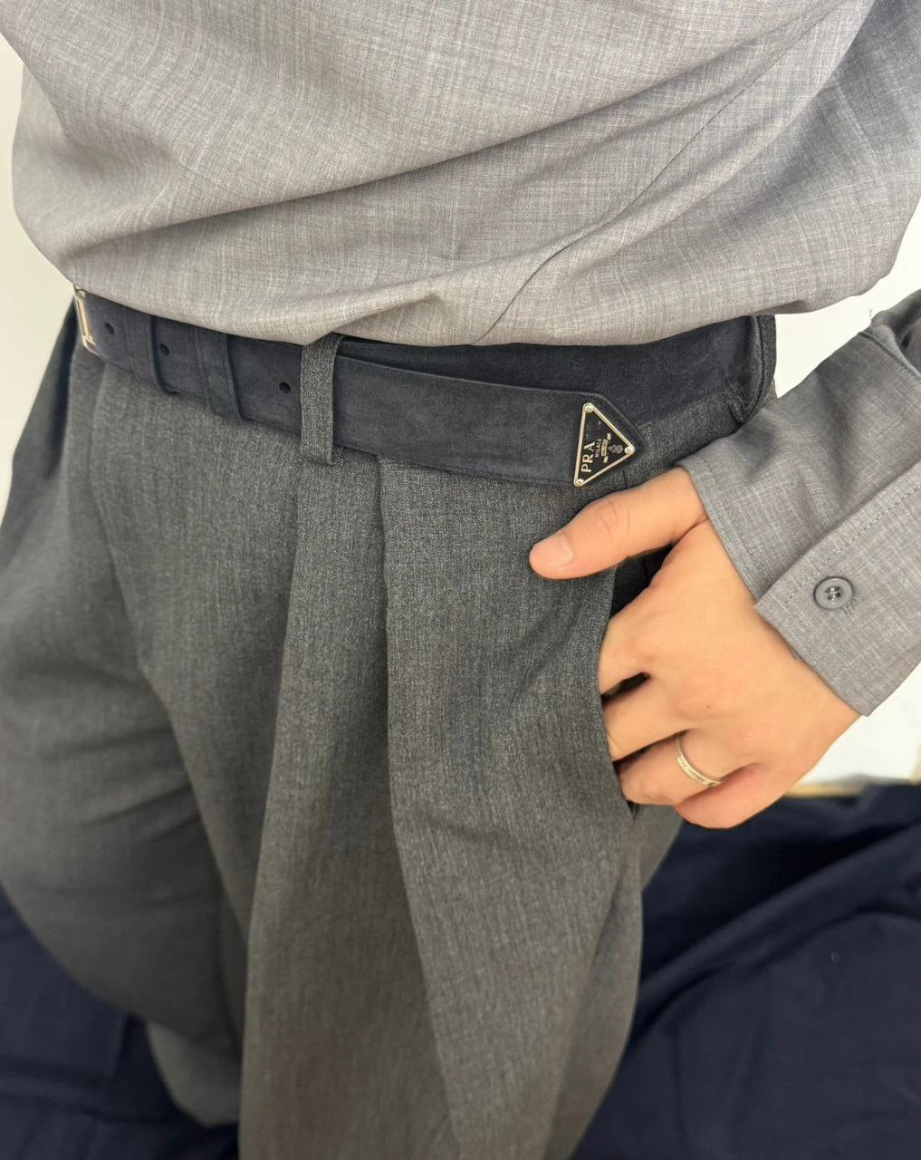 Prada Logo-Embellished Suede Belt