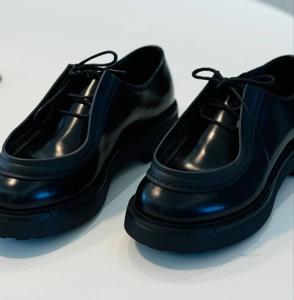 Prada Black Leather Diapason Lace-Up Shoes