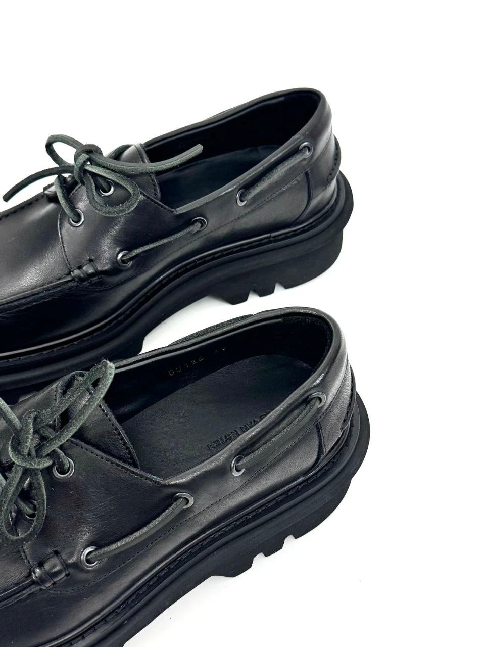 Dries Van Noten Leather Boat Shoe (Black)