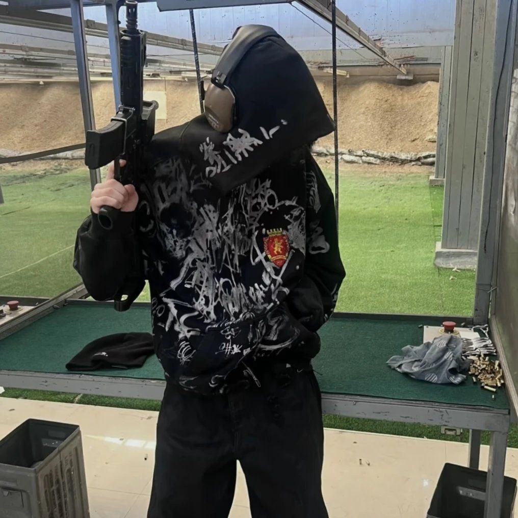 Balenciaga Graffiti Zip-Up Hoodie (Black)