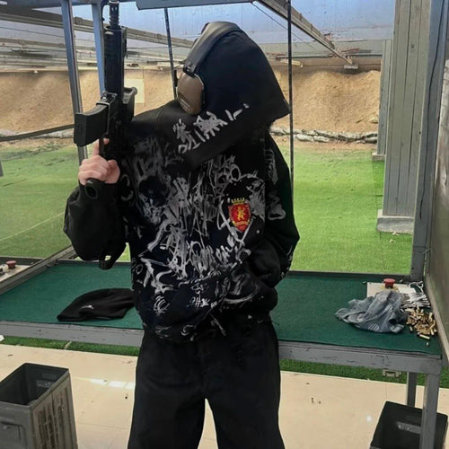 Balenciaga Graffiti Zip-Up Hoodie (Black)