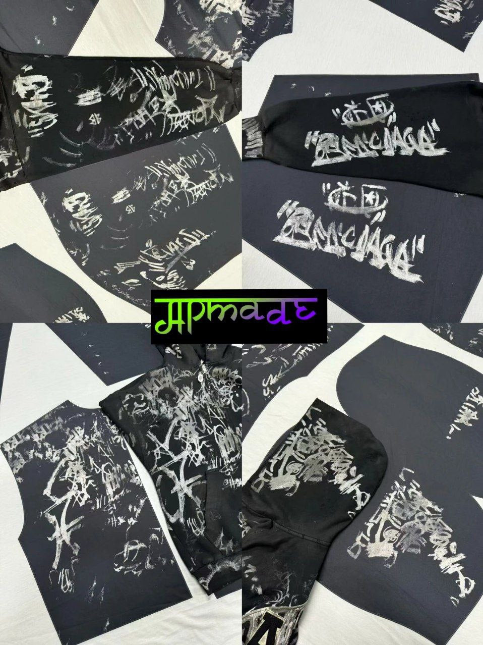 Balenciaga Graffiti Zip-Up Hoodie (Black)