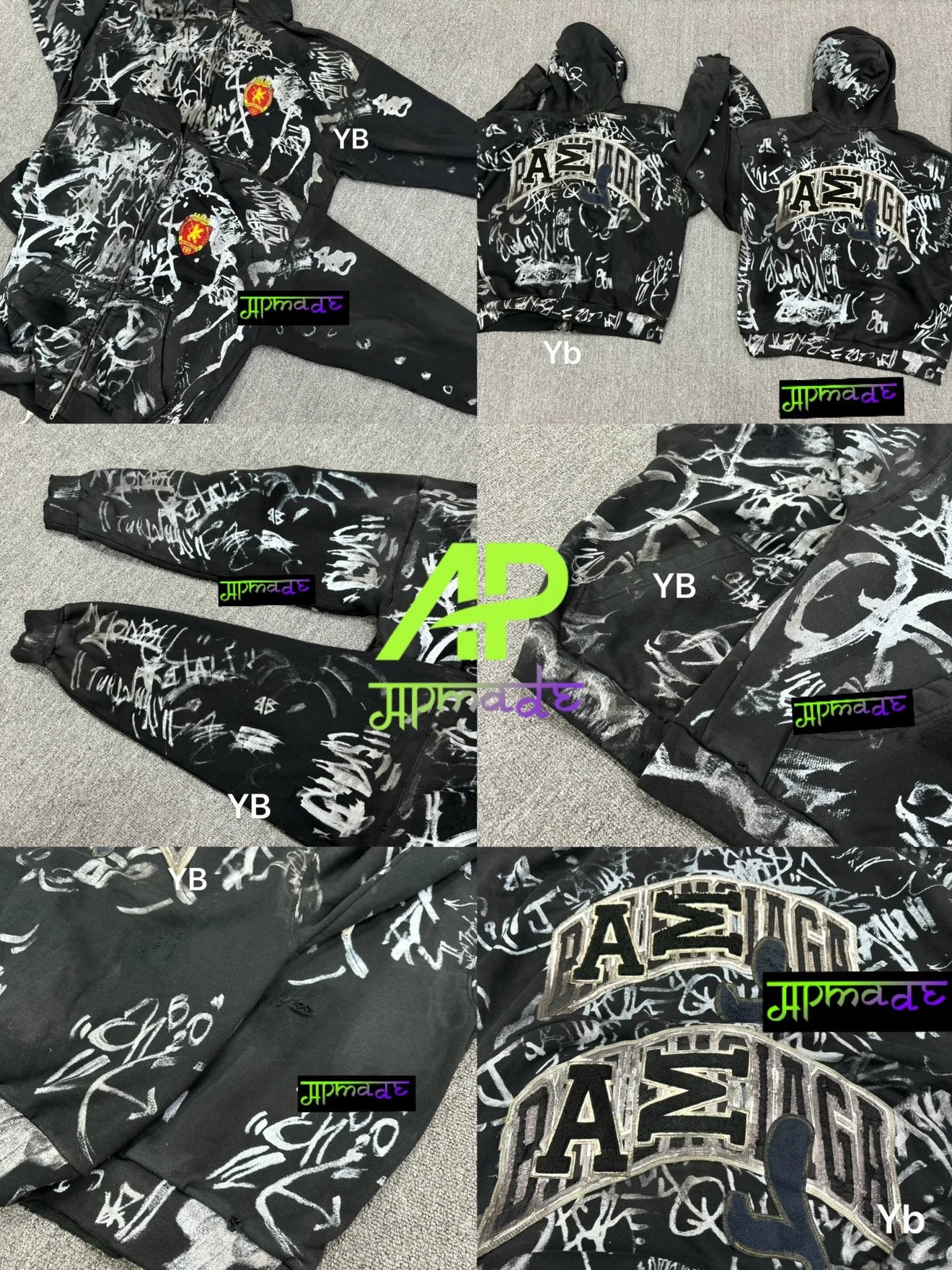 Balenciaga Graffiti Zip-Up Hoodie (Black)