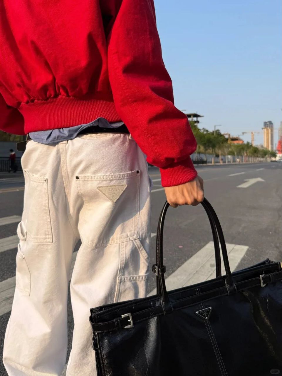 Prada Vintage-Wash Canvas Carpenter Trousers