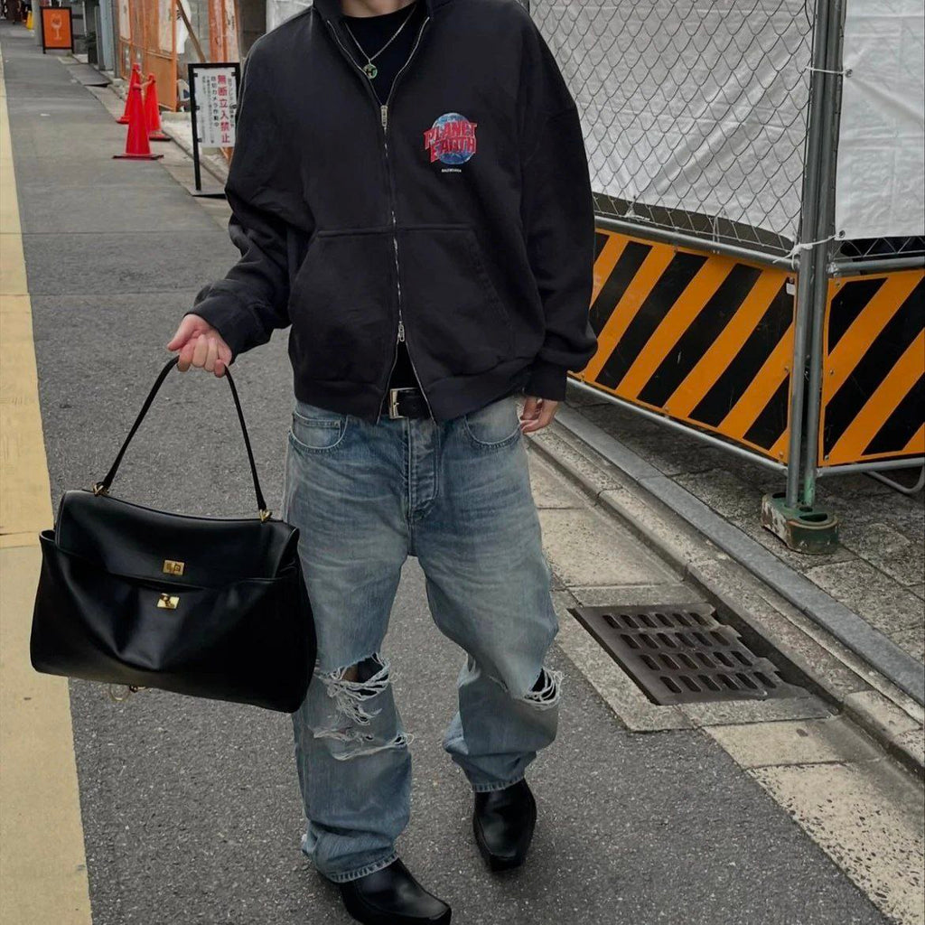Balenciaga Planet Earth Zip-Up Hoodie
