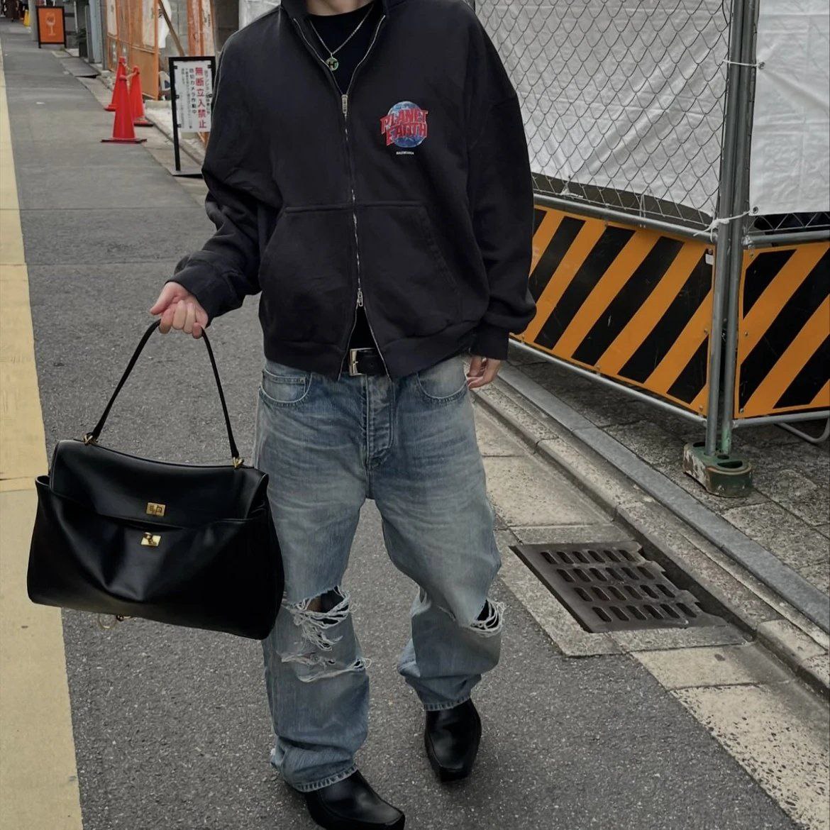 Balenciaga Planet Earth Zip-Up Hoodie