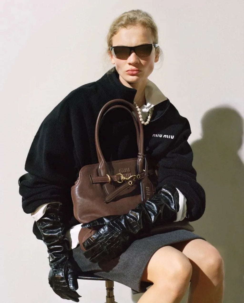 Miu Miu Fleece Half-Zip Sweater