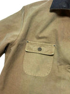 Prada Distressed Leather-Collar Workwear Jacket