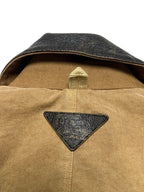 Prada Distressed Leather-Collar Workwear Jacket