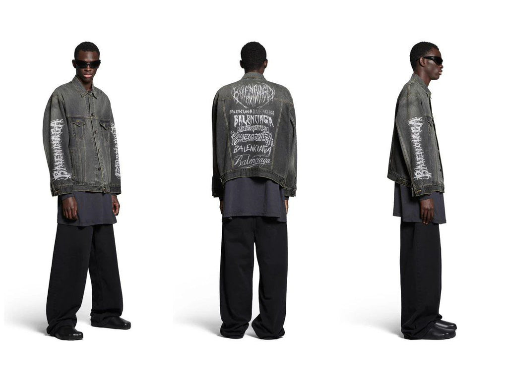 Balenciaga 24SS DIY Metal Art Graffiti Denim Jacket