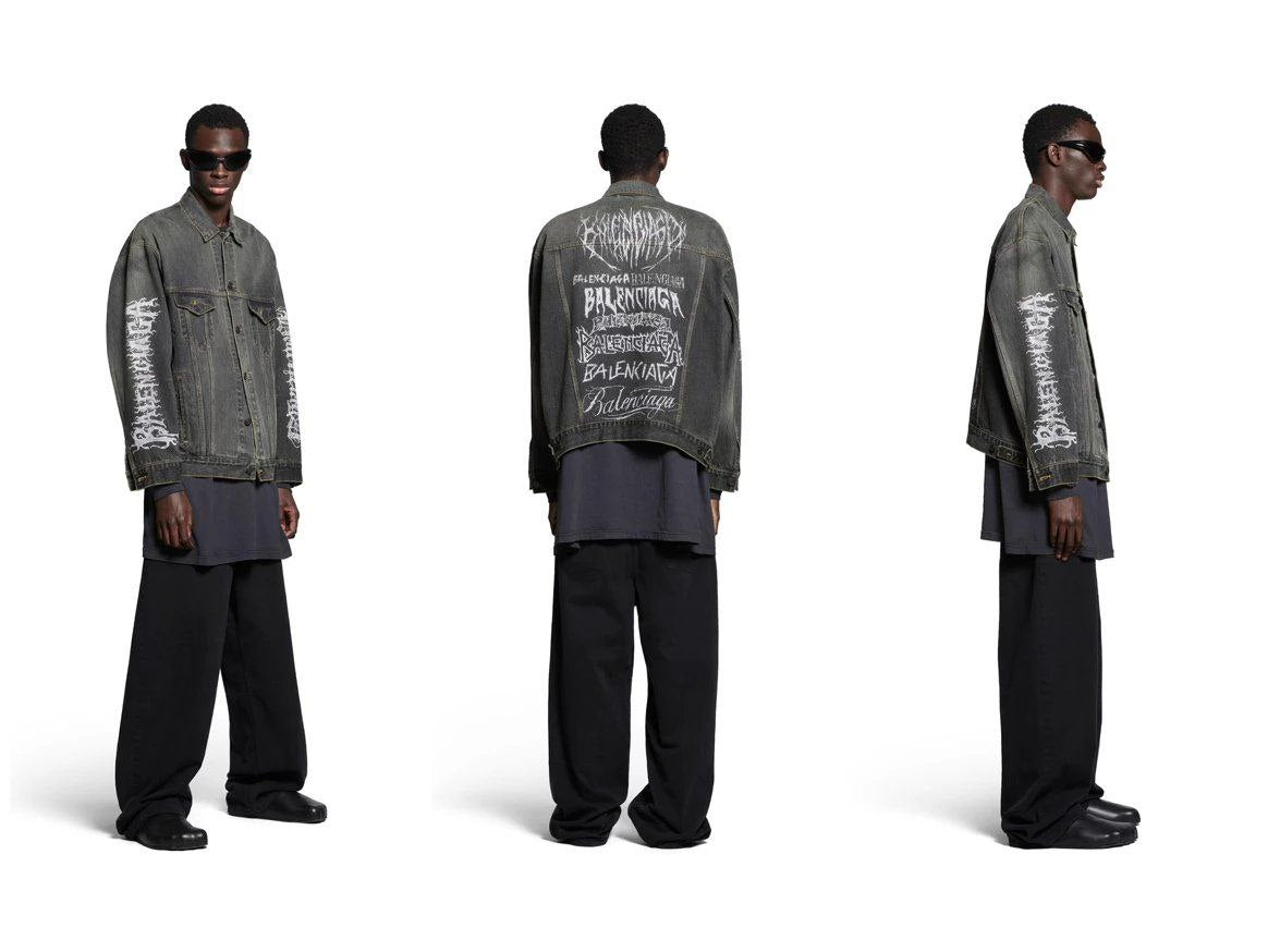 Balenciaga 24SS DIY Metal Art Graffiti Denim Jacket