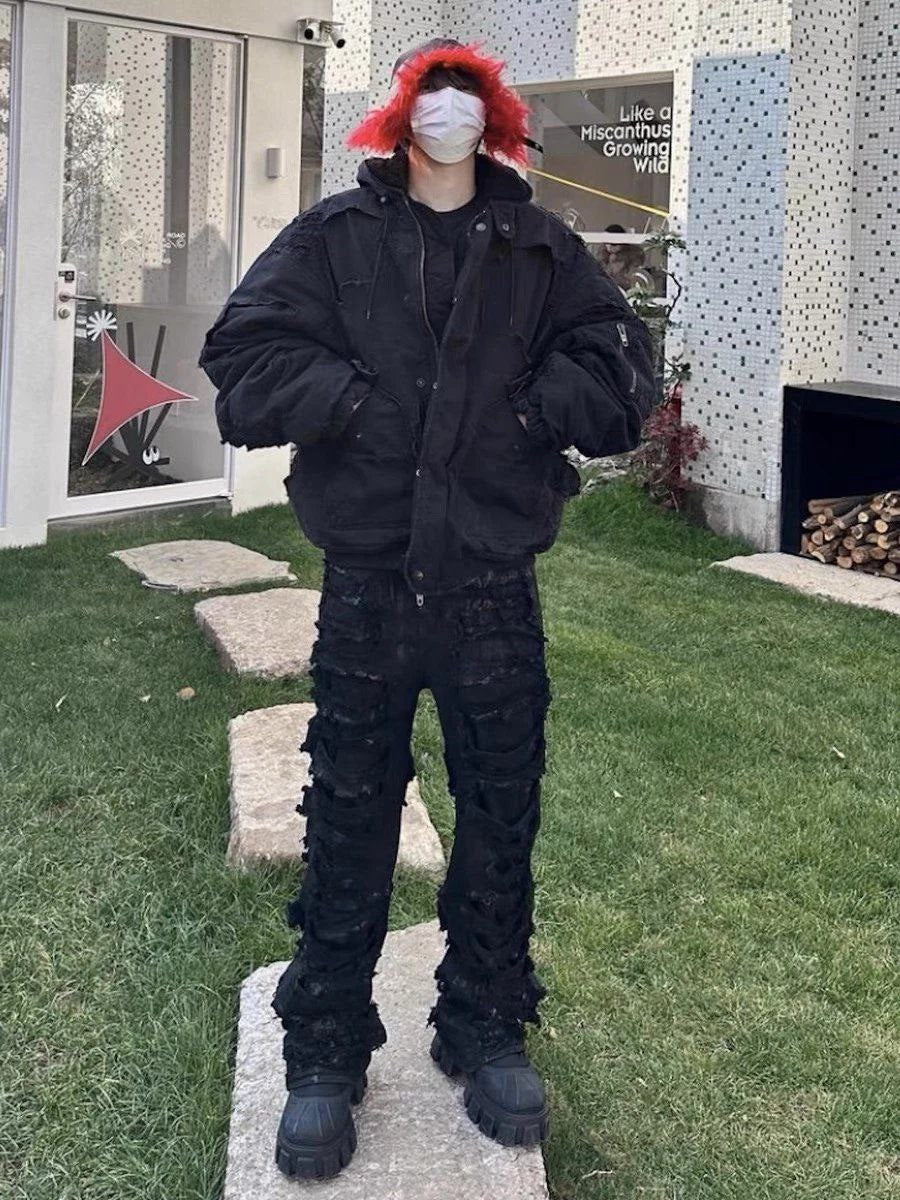 Balenciaga Unity Destroyed Bomber Jacket (Black)