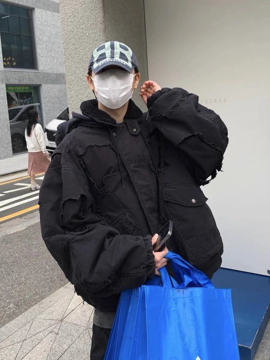 Balenciaga Unity Destroyed Bomber Jacket (Black)