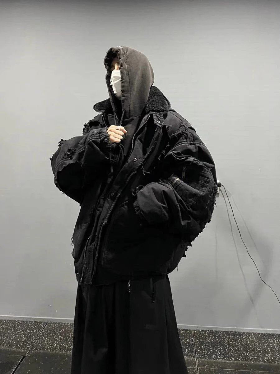 Balenciaga Unity Destroyed Bomber Jacket (Black)