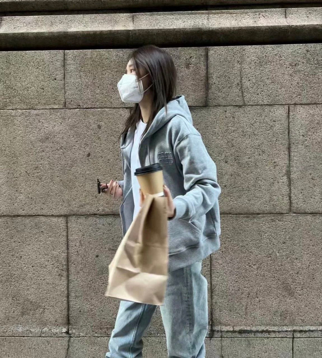 Miu Miu Grey Zip-Up Hoodie