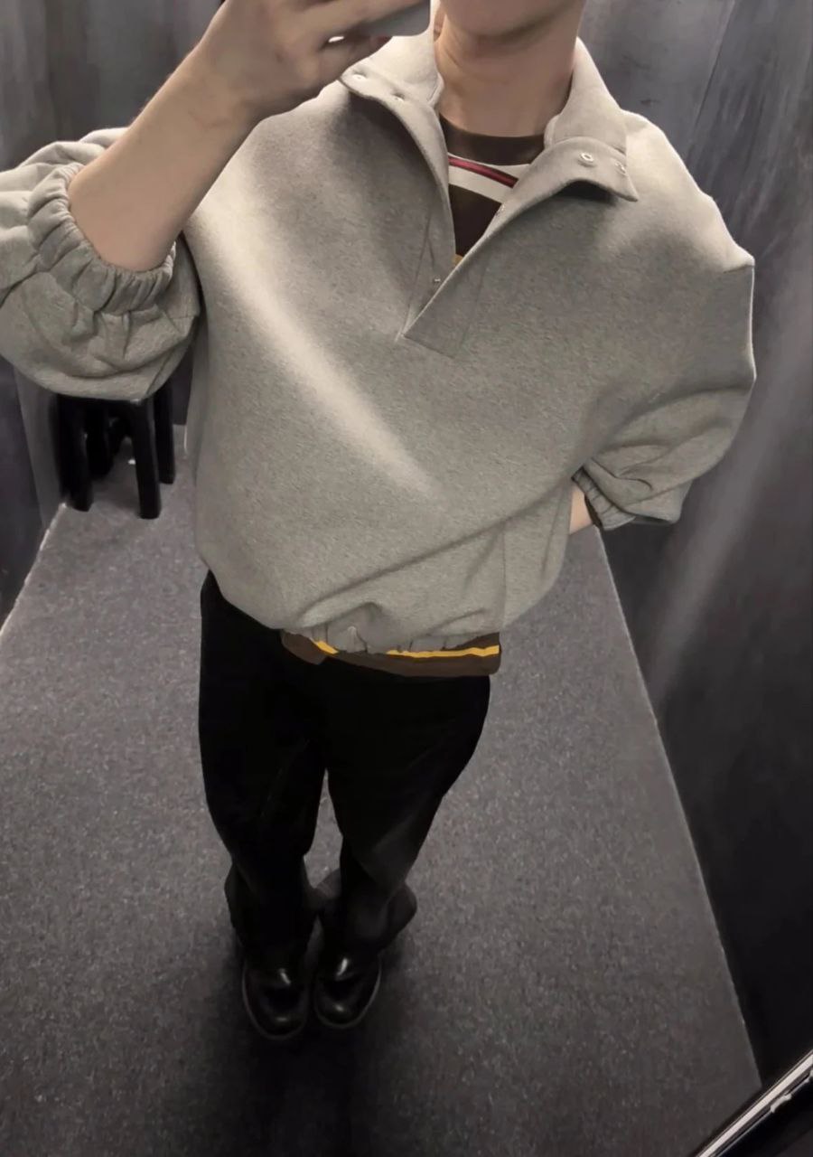 Dries Van Noten Gray Half-Button Sweatshirt