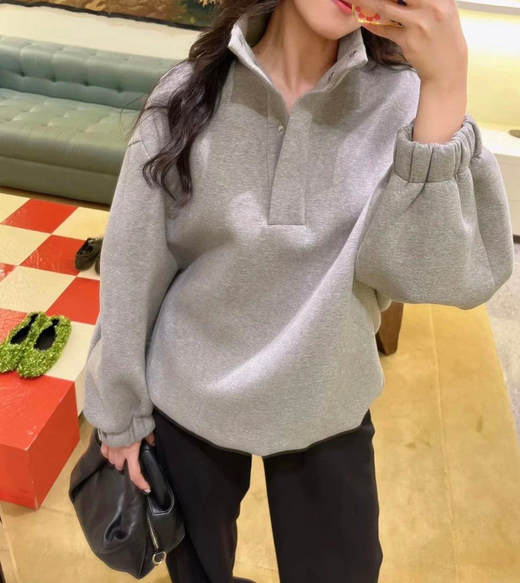 Dries Van Noten Gray Half-Button Sweatshirt