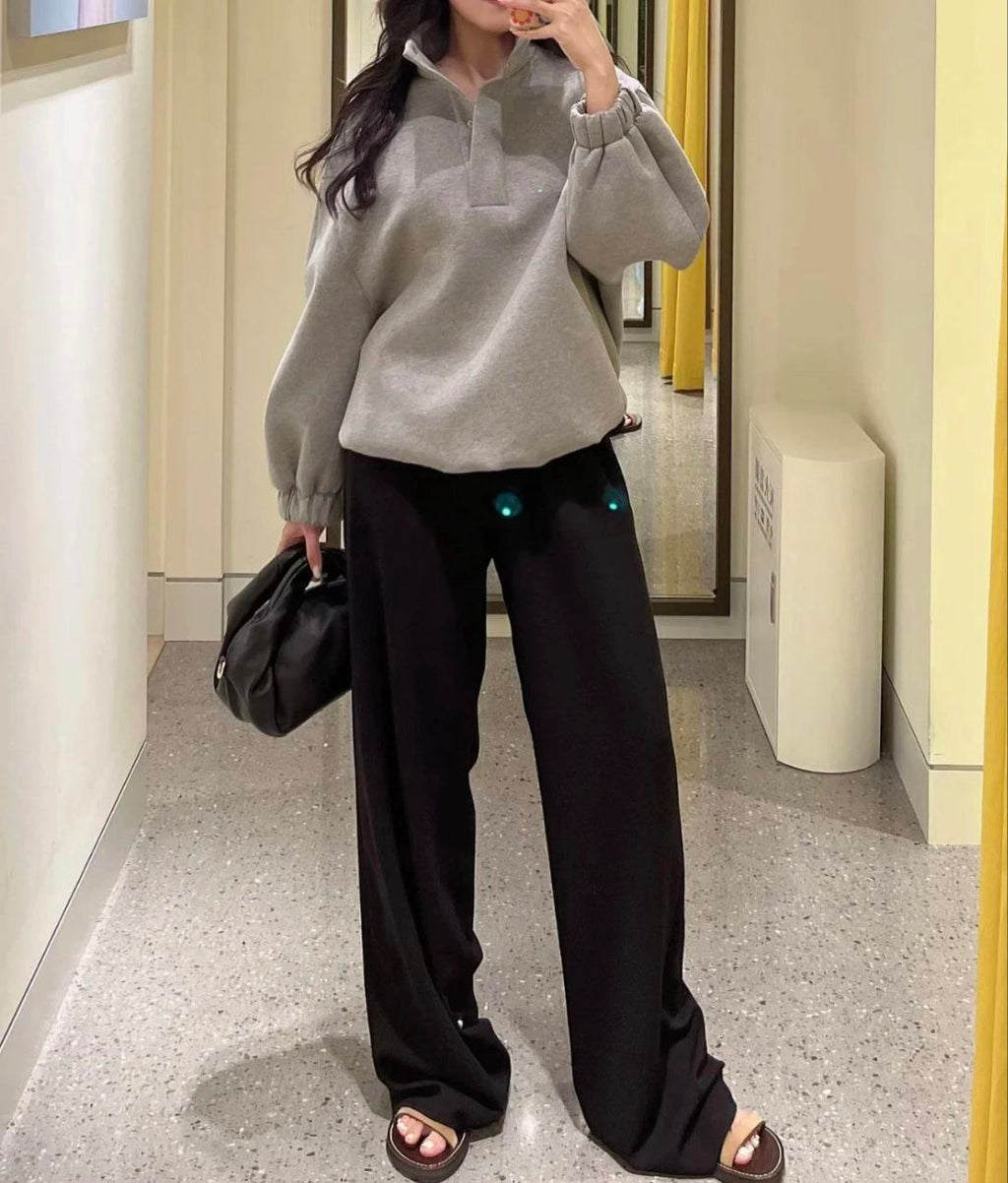 Dries Van Noten Gray Half-Button Sweatshirt