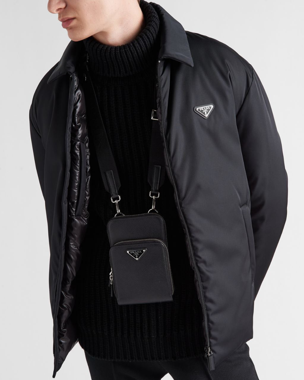 Prada Black Cropped Re-Nylon Down Jacket
