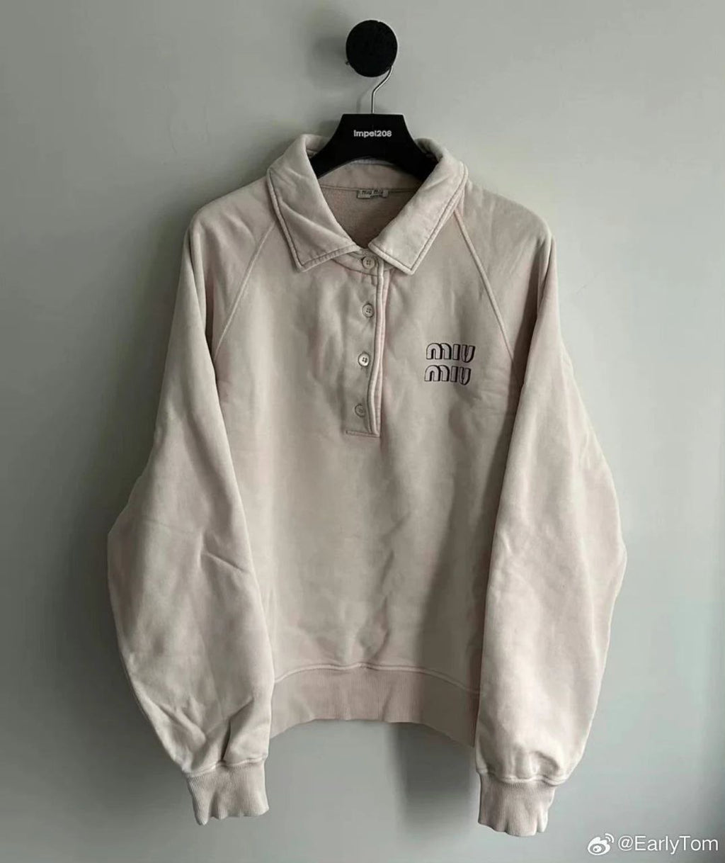 Miu Miu Collared Cotton-Jersey Sweatshirt