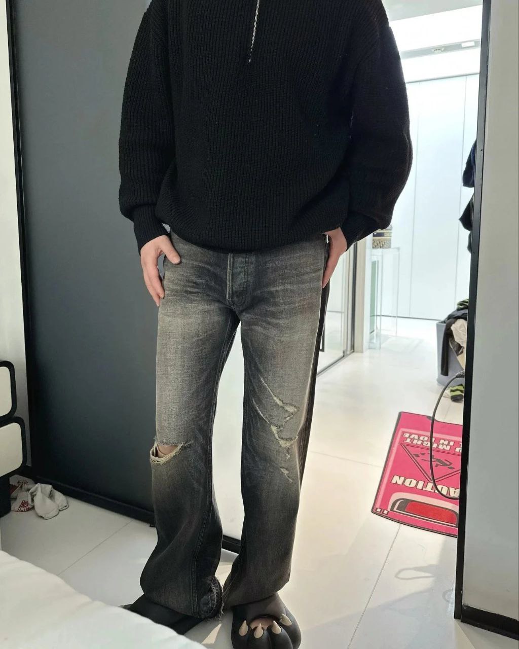 Celine Homme Wesley Straight-Leg Distressed Jeans