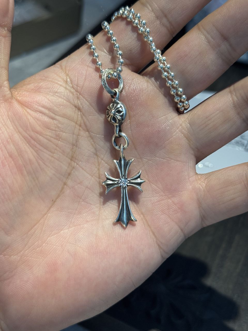 Chrome Hearts Ball & Cross Necklace